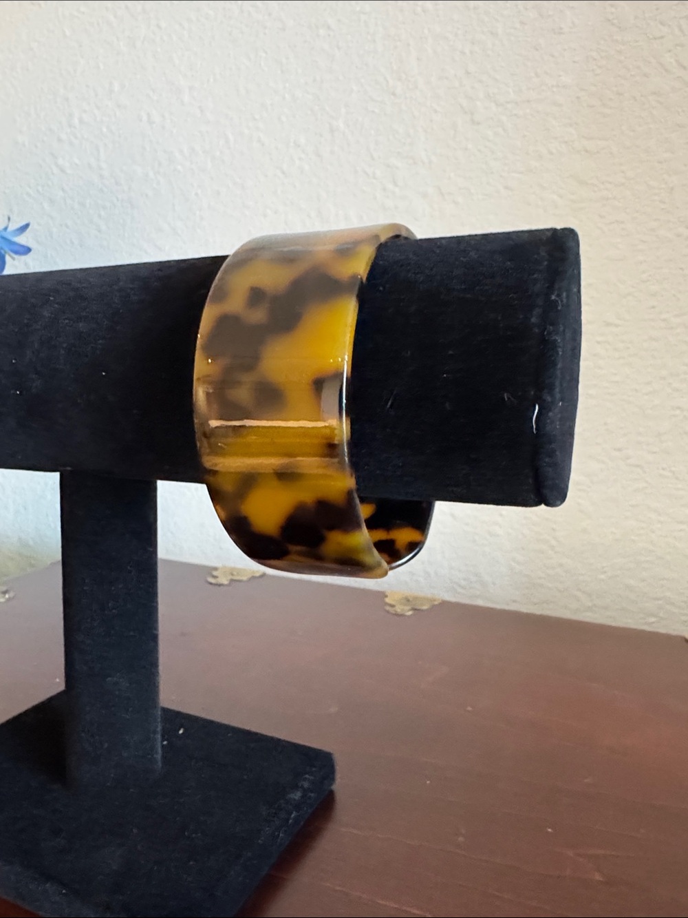 Tortoiseshell Resin Cuff Bracelet - Amber and Dark Brown